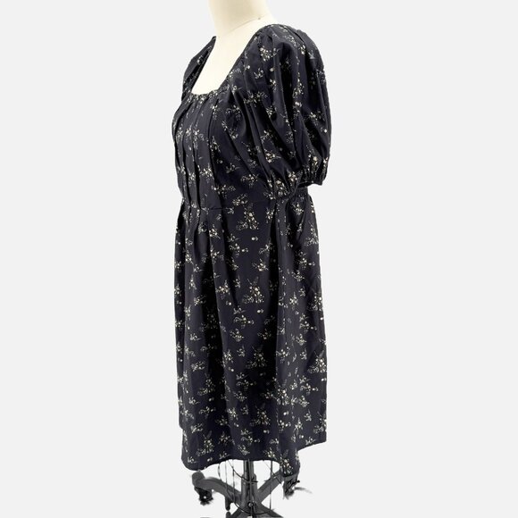 XIEERDUO FASHION Black Ditsy Floral Puff Sleeve Pleated Mini Dress XL NEW - Picture 5 of 11